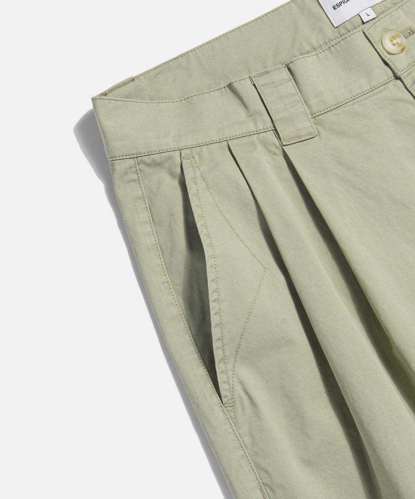 ESPIONAGE Double Pleats Chino Shorts Khaki Beige