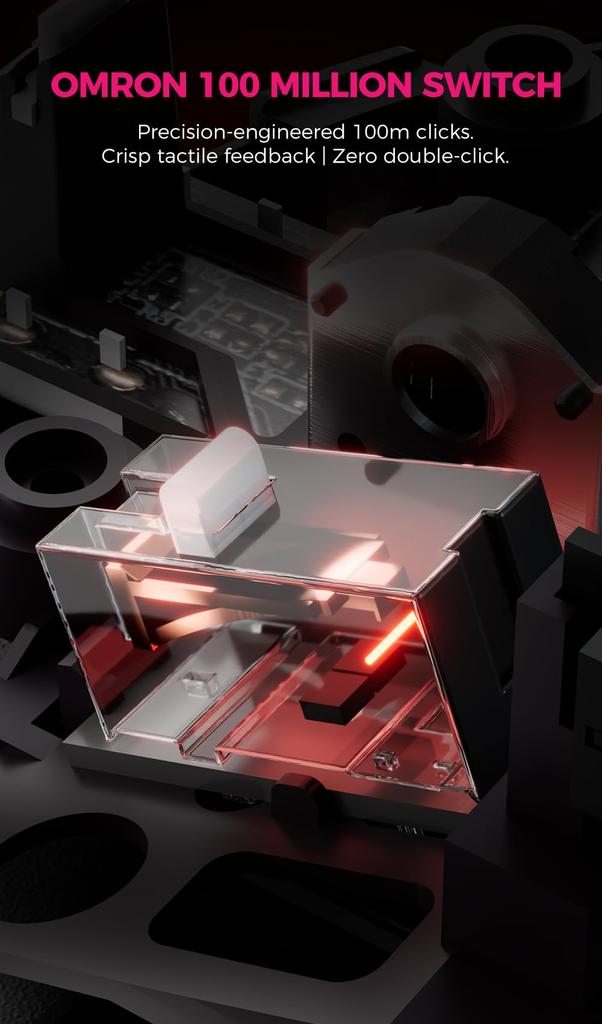 DAREU AE6PRO Wireless 8K Gaming Lightweight Advanced PAW3950 Symmetrical Ergonomic Charging Stand Mouse, Quasi-Molecular Coating, 59g, 30,000 DPI,