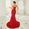 Europäisches & Amerikanisches schulterfreies Pailletten-Abendkleid - elegantes Bandeau-Brautjungfernkleid.