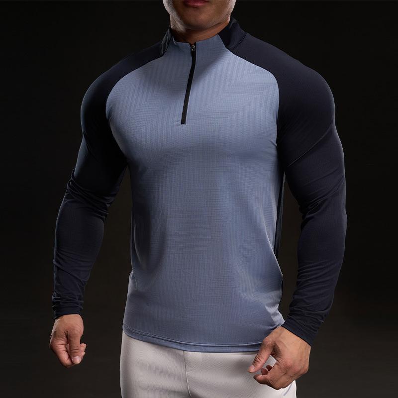 New Long-sleeved Training Suit T-shirt Men's Slim Sports Bodysuit Casual and Fashionable Pure Color