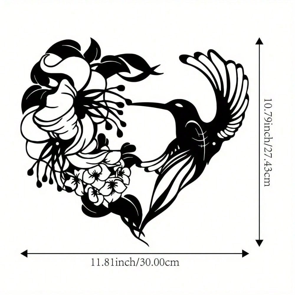 Boho Hummingbird Metal Wall Art, Iron Garden Decor with Hook