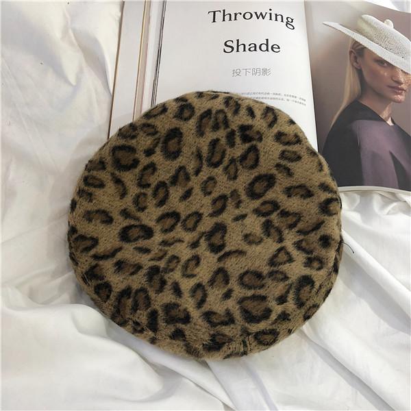 Beret Print Leopard Hat For Women Men Winter Fall Warm And Retro Stylish