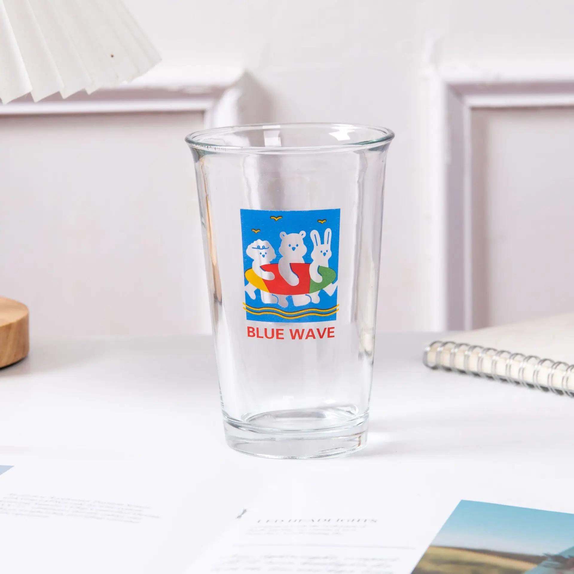 

Корейский Инс Стиль Стекло Высокий Внешний Вид Домашняя Чашка для Молока Оптом Чашка для Кофе Милая Чашка для Воды Чашка для Холодных Напитков 301-400ml синий