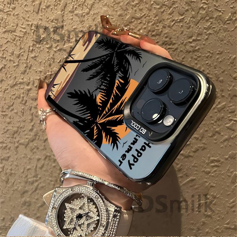 Applicable To Coconut Tree iPhone15Pro Mobile Phone Case 15 Laser 14 Apple 13 Anti-drop 11XsMax Hard 78plus