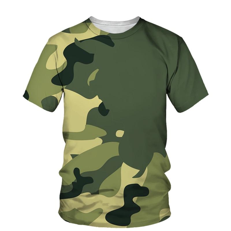 Summer Camouflage T-shirt Men's Clothing Camouflage Pattern 3D Printed T-shirt Casual Loose Version Popular Top Short Sleeved