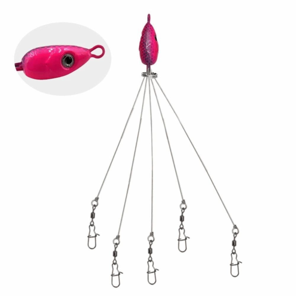 5PCS Stainless Steel Umbrella Fishing Lures 5 Arms Umbrella Rig Fishing Lure Trout Perch Walleye