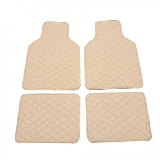 Car Floor Mats Universal PU Leather Floor Mats Liners Front Rear Mats Foot Pads бежевый