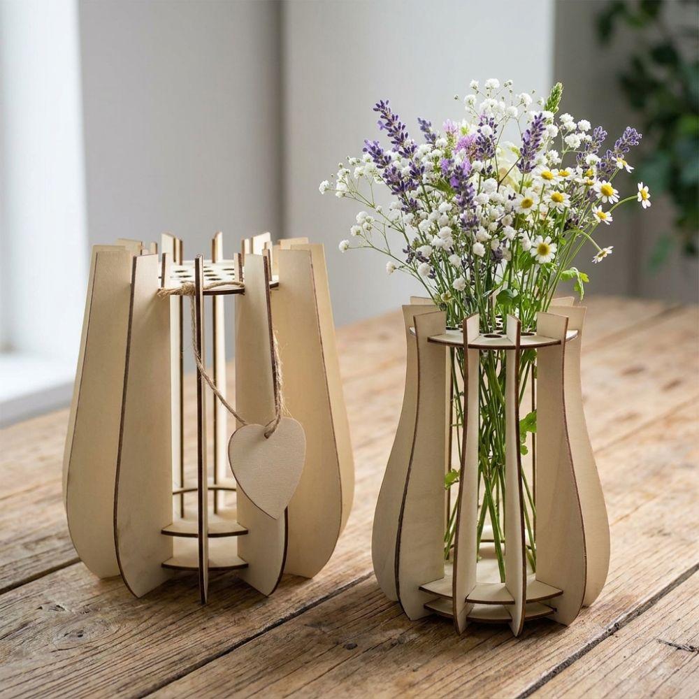 DIY Craft DIY Flower Vase Assemble Kit Wooden Vase Kit Bouquet Vase Office Decor
