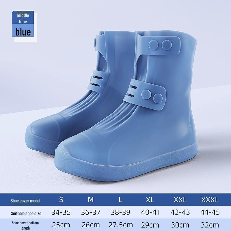 Waterproof Non-Slip Rain Boots: Thickened Silicone Shoe Covers for Men, Women, and Kids - Wear-Resistant, High-Top Design for Rainy Days.