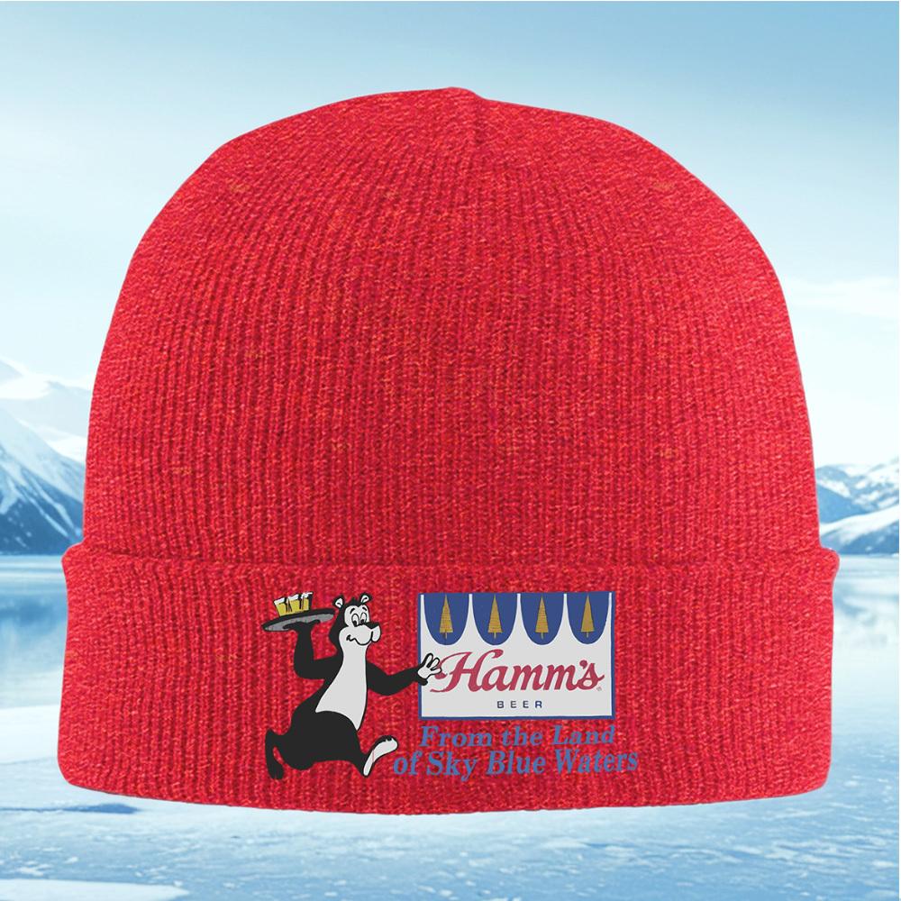Bear serving Hamm's beer logo blue water Men Women Unisex Knitted Hat Beanie Pullover Cap Winter Thermal Warm Christmas Outdoor