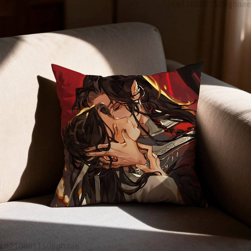 Heaven Officials Blessing  Pillow Case Square DoubleSided Printing Short Plush Sofa Cushion Cover Bedroom Bedside Pillow