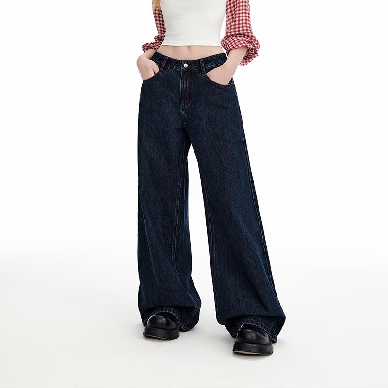 unifree Vintage Washed Loose Wide-Leg Jeans