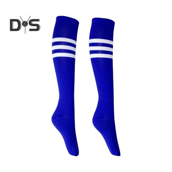 

1 пара носков средней длины, полосатые, нескользящие, высокоэластичные, впитывающие пот, футбольные чулки для болельщиков, детские гольфы, спортивные носки для школьных игр S синий
