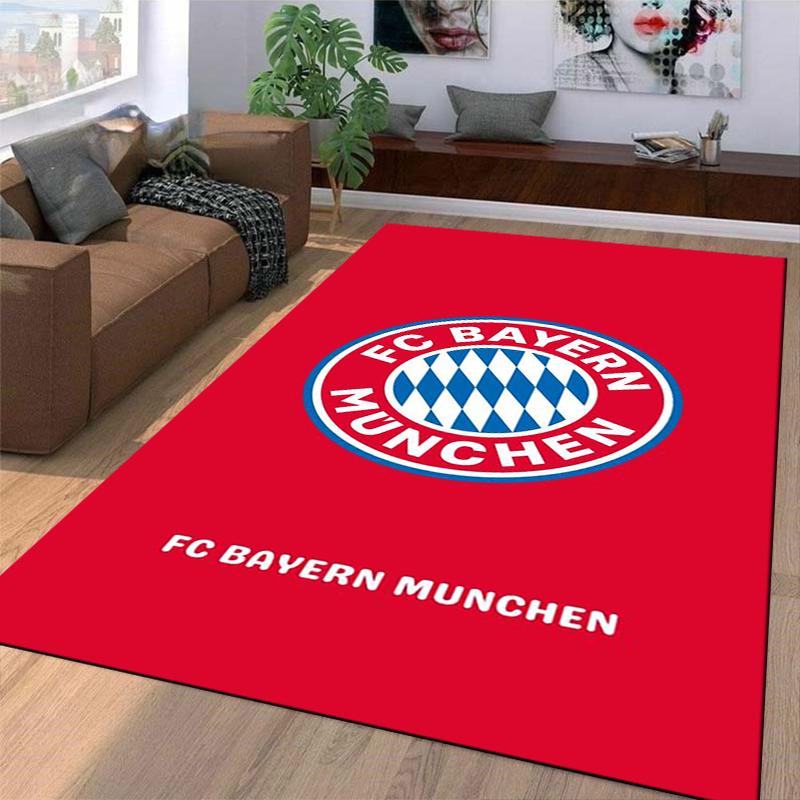 Red Carpet with FC Bayern München Logo and Blue Diamond Pattern Design Suitable for Use As an Anti-slip for Living Room Bedroom Sofas