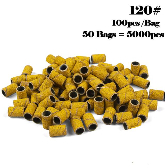 5000pcs Nail Art Sanding Bands 80# 120# 180# 240 Grinder Band for Manicure Drill Machine Removing Gel Varnish Pedicure