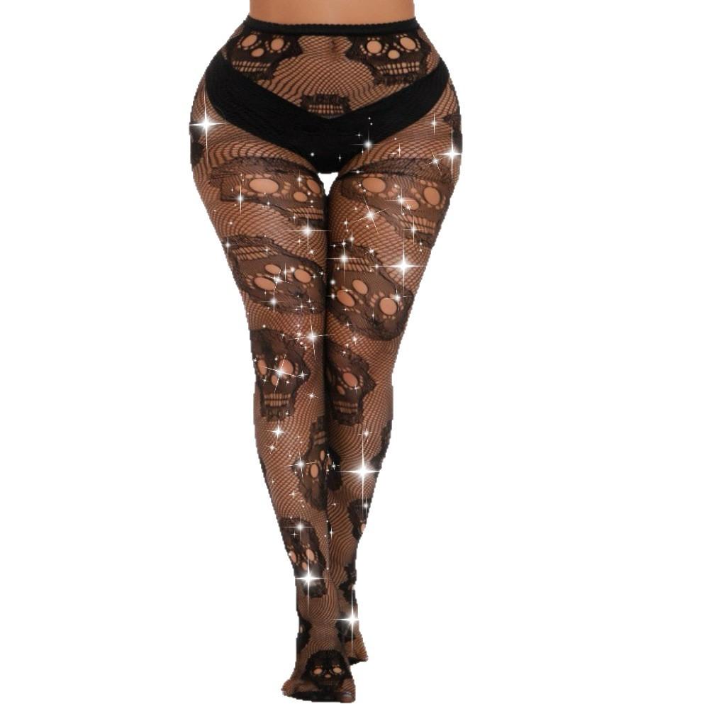 European and American Hot Diamond Halloween Fishing Net Socks Large Size Stockings Sexy Thin Stockings Women's Spider Web Pants Pantyhose