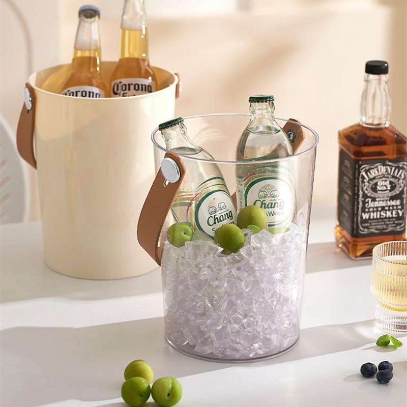Household Plastic Drink Ice Bucket Hand Raise Appearance Beer Bucket Ice Cooling Water Bucket Large Size Simple Ice Block Storage Bucket