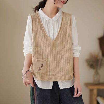 Knitted Vest Women Autumn Winter Knit Sweater Korean Style Loose Retro Waistcoat Sleeveless Jacket