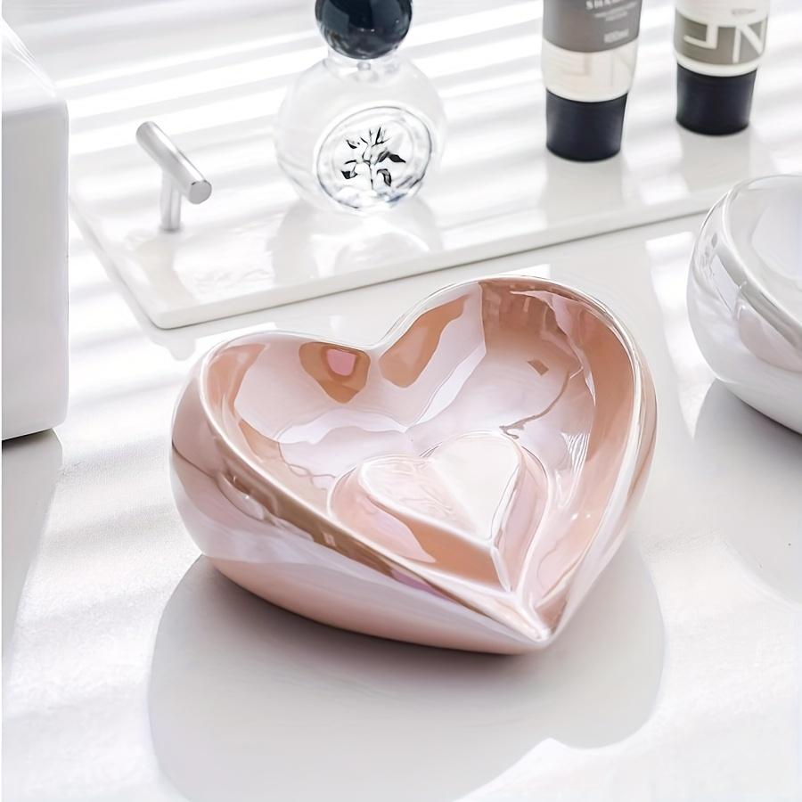Love Drain Soap Dish Colorful Electroplated Lightweight Luxury Creative Bathroom No-Drill Ceramic Soap Holder Household Washbasin Storage Rack