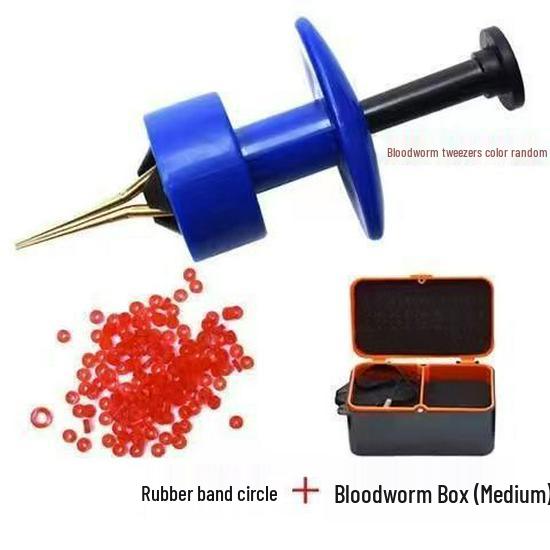 Red Worm Fishing Bait Bucket with Rubber Bands and Quick Clip Binder