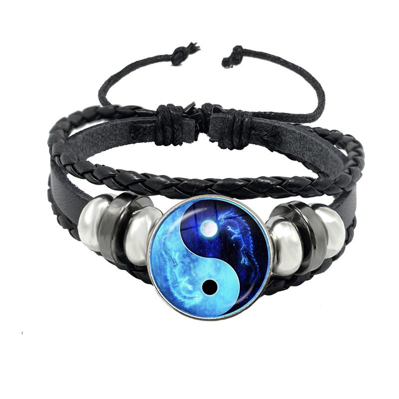 One piece Yin Yang Tai Chi rope bracelet black and white braided leather bracelet bracelet women's gift