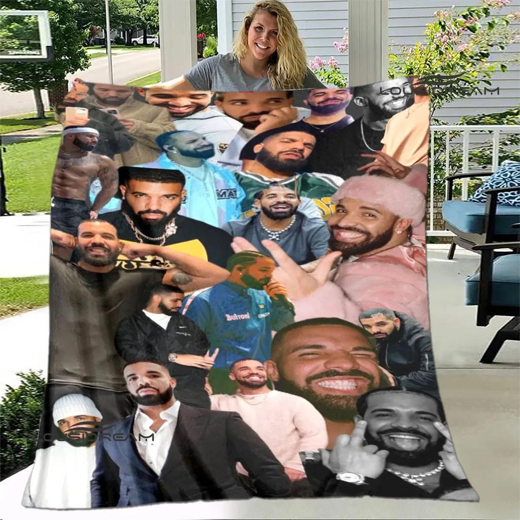 Rapper Drake Coperte Stampate 3D Calda Coperta in Flanella Morbida e Accogliente Coperte da Viaggio Fodere per Letto Regalo di Compleanno