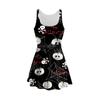 Halloween Funny Cartoon Skull Pumpkin Digital Printing Women's Clothing Slim Skinny Vest Dress 3