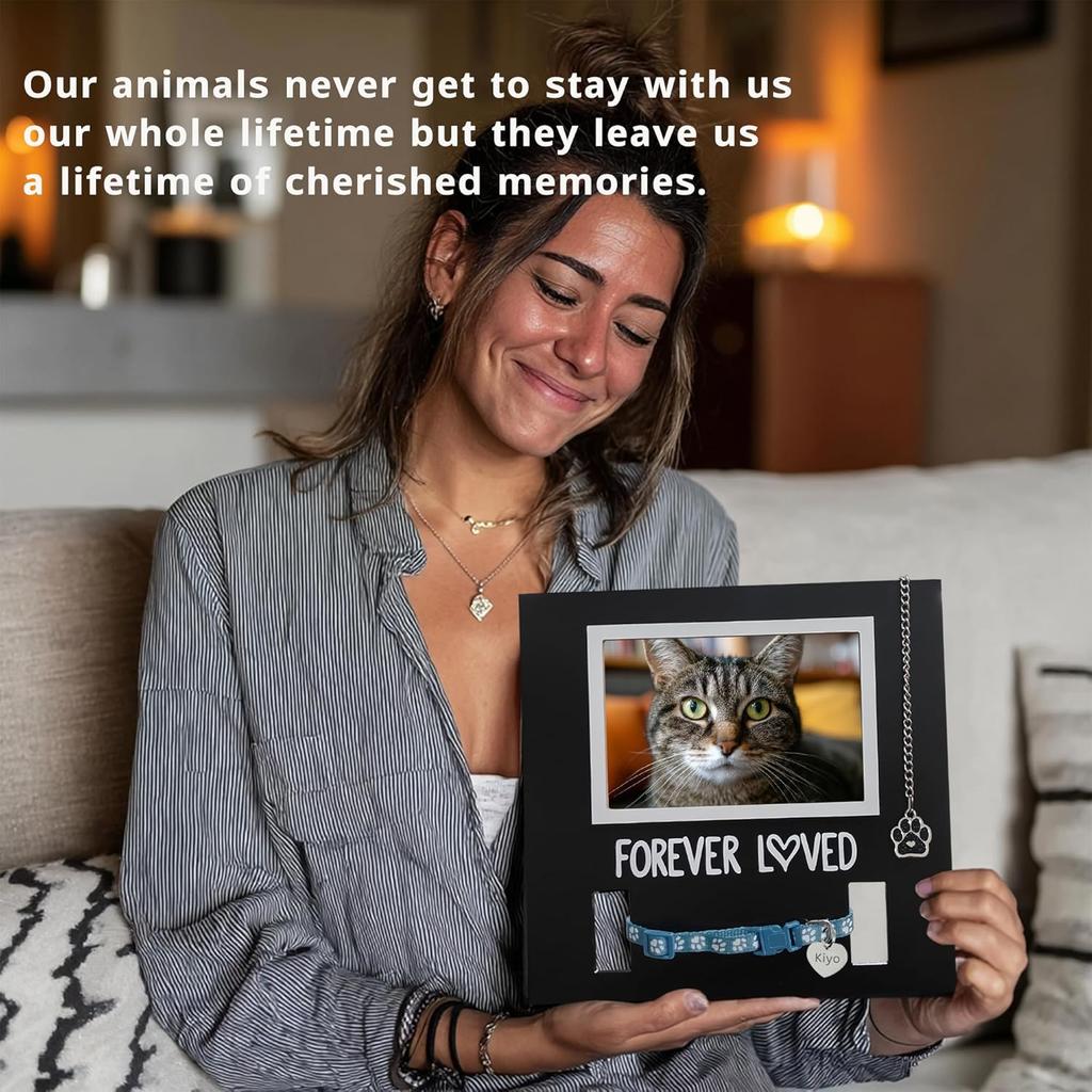 MYPAWLETS Dog/Cat Collar Memorial Frame with Paw Print Charm,Pet Loss Sympathy Gift,Pets Memorial Gift for Loss of Dog,Forever Loved Pet Keepsake