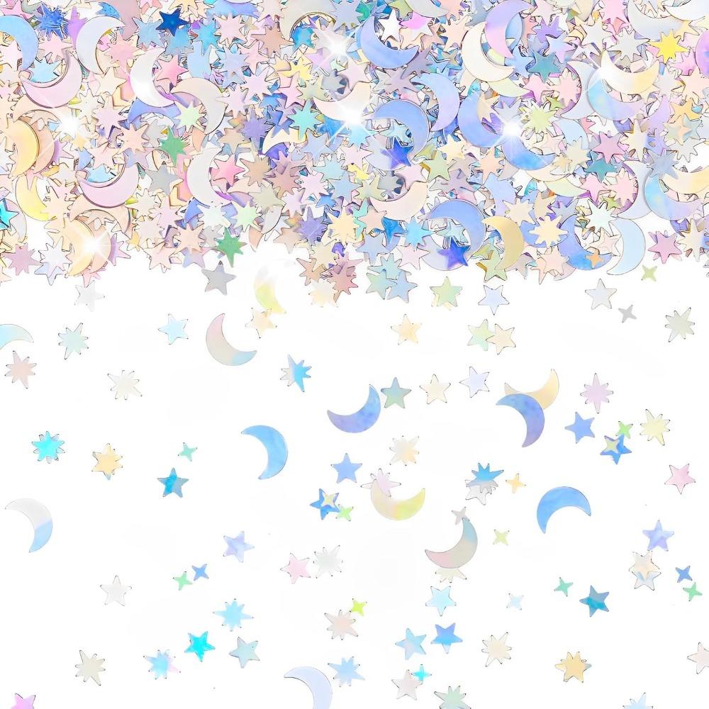 150 г Конфетти-звезды Блестящие Конфетти Голографические Металлические Звездные Блестки Голографическая Луна для Украшения Вечеринки 150g