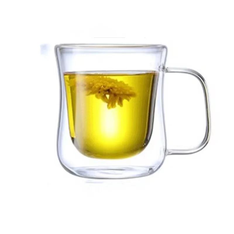 Heat-Resistant Double Wall Glass Cup Beer Coffee Cup Handmade Beer Tumbler Mug Tea Juice Whiskey Mugs Transparent Drinkware