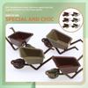 6 Pieces Miniature Wheelbarrow Garden Cart Dollhouse Trolley Barrow Accessories Mini Sand Trolley Model Making Micro Landscape Decoration Garden