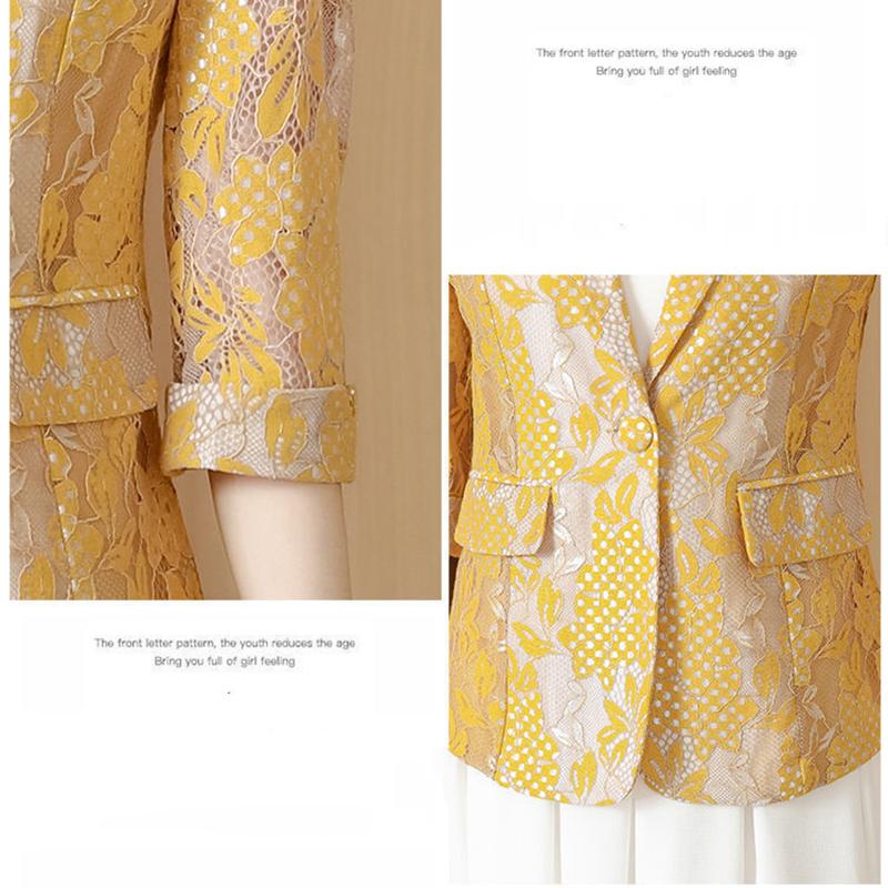 Lace Suit Jacket Women's Spring and Summer Thin Three-quarter Sleeve Casual Suit Top