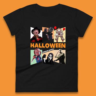 Halloween Horror Nights Horror Movie Characters Halloween Villians Serial Killers Womens Tee T Shirt Mens Tops Unisex Top