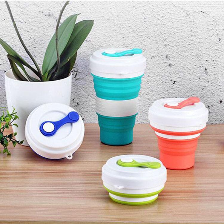 1Pcs 550ml 5 Color Creative Practical Portable Silicone Folding Cup Telescopic Drinking Coffee Cup Travel Work Essential Goods