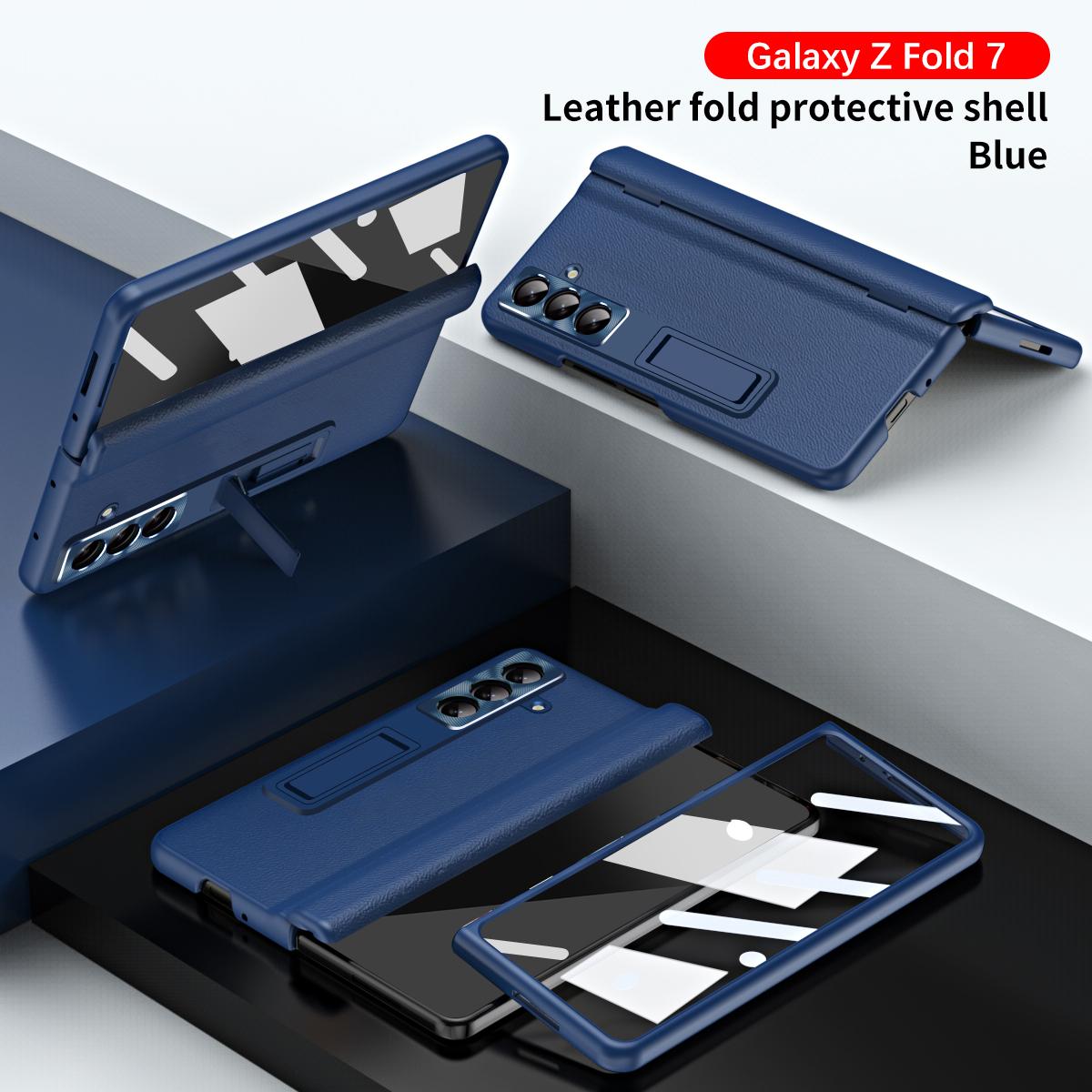 

Шкіряний чохол для телефону Samsung Galaxy Z Fold 7 6 5 4 3 Fold7 Fold6 Fold5 З магнітною петлею Підставка Задня кришка з дзеркальною плівкою YYC006 Galaxy Z Fold5