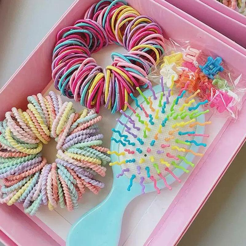 Colorful Hair Accessories Set For Children With Comb Rope Side Clip For School Kids Theme Event Dressingup Hair For Todd