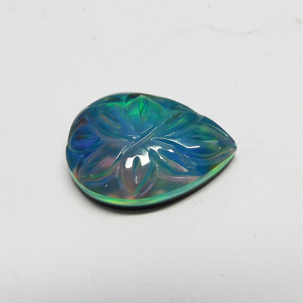 Lab-Created Opal Loose Gemstone Pear Cut 5.10 ct Multi Color Doublet for Jewelry Making and Crafts