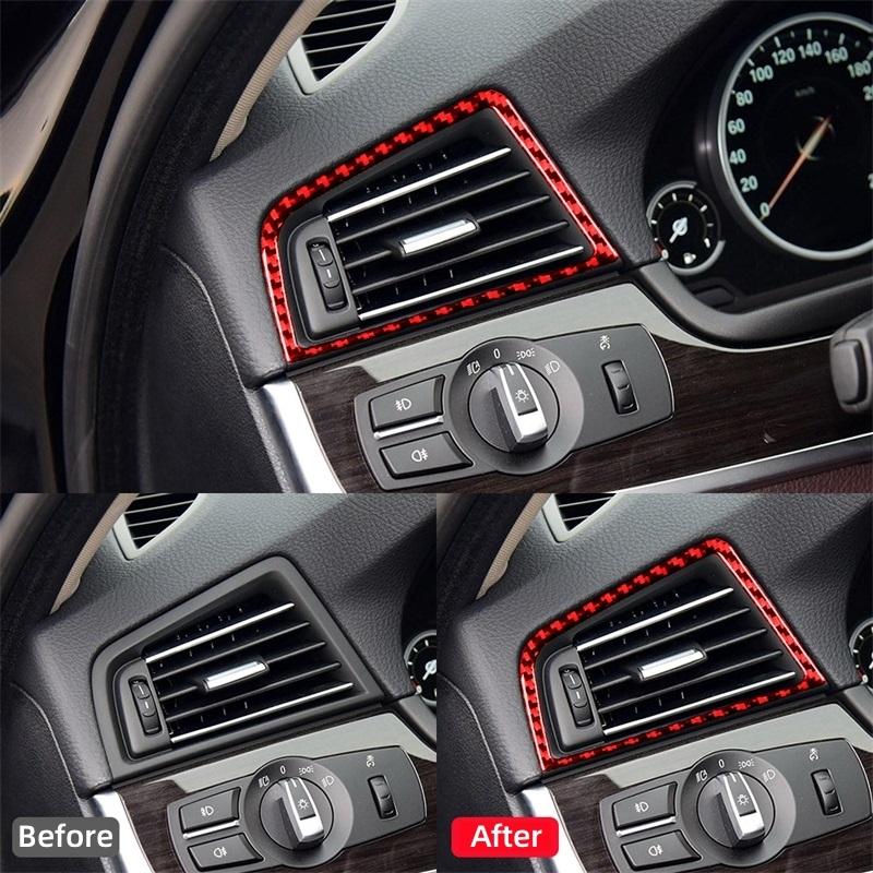 For BMW 5 Series F10 F18 2011-2017 Accessories Carbon Fiber Car Dashboard Left and Right Air Outlets Trim Cover Frame Stickers