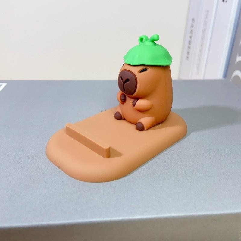 1pc Cute Capybara Phone Stand Lazy Desk Organizer with Expressive Eyes Non-Slip Base Compatible with Smartphones Tablets Home Office Decor