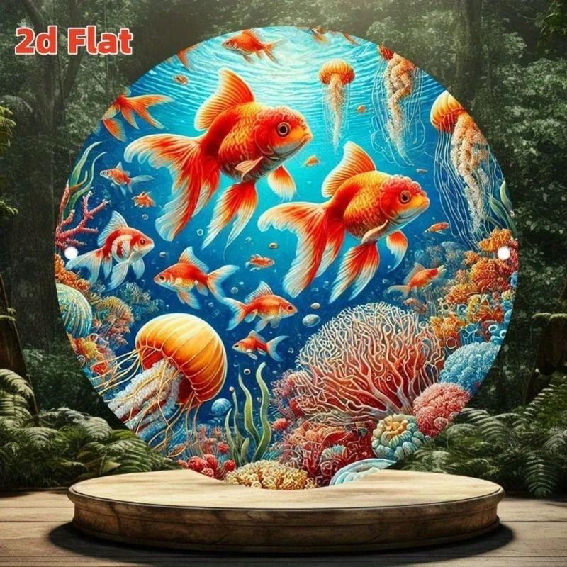 Round Metal Tin Sign Wall Art Home Living Room Office Cafe Decor 20x20cm