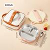 WORTHBUY Cute 304 Stainless Steel Divided Lunch Box With Cutlery Heatable Large Capacity Sealed Food Container Set For Student