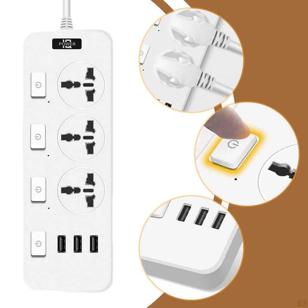 Power Strip Compact Office Simple Design Dorm Essentials Overload Protection Black
