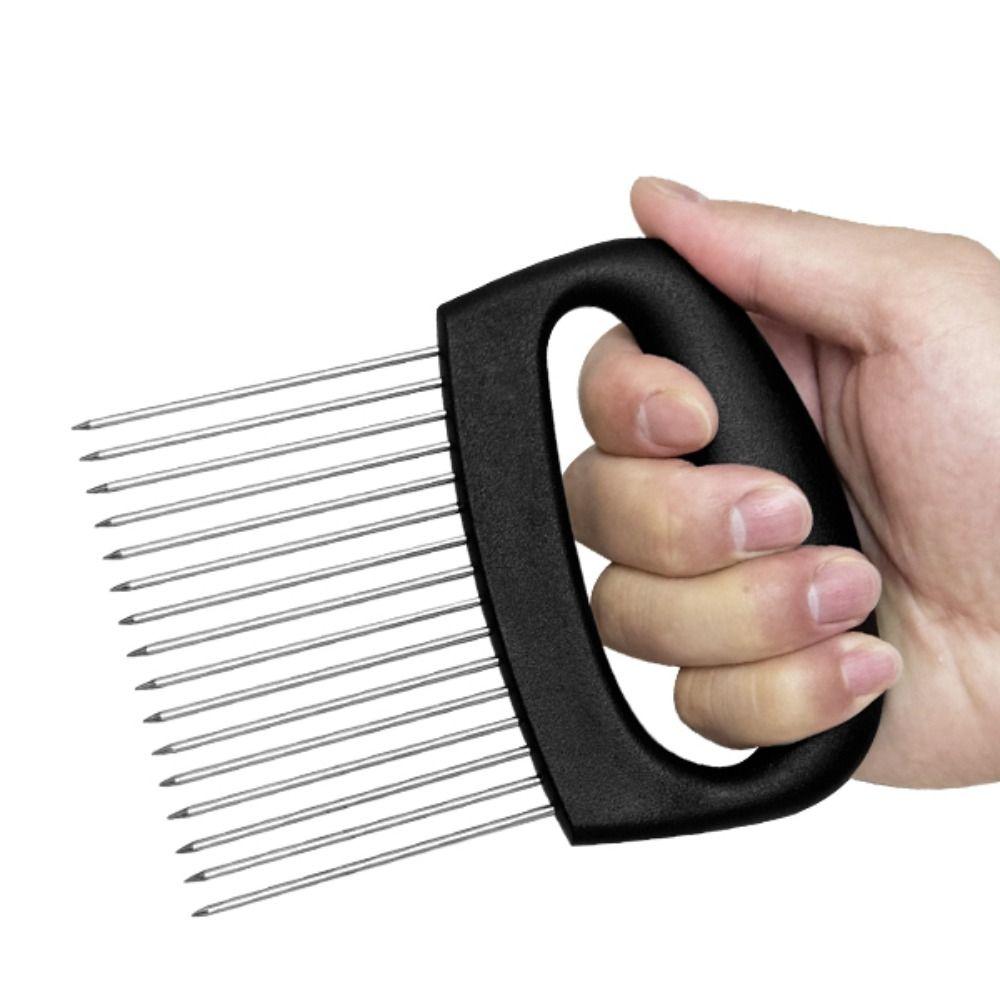 Stainless Steel Needle Tomato Slicer Holder Non-slip Handle Vegetables Cutting Fork Kitchen Gadget