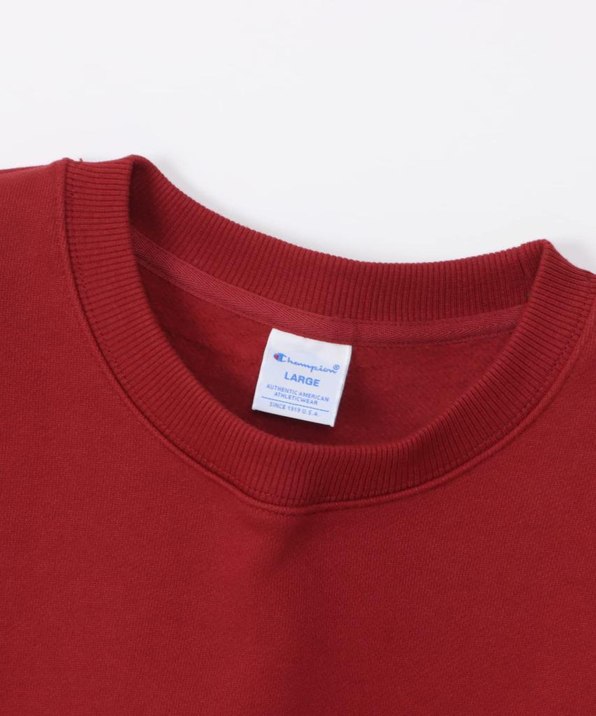 Sweat-shirt à manches longues en coton USA LooseFit avec logo One Point et col ras du cou, style Action, bordeaux [Champion] C3-Y034 pour homme