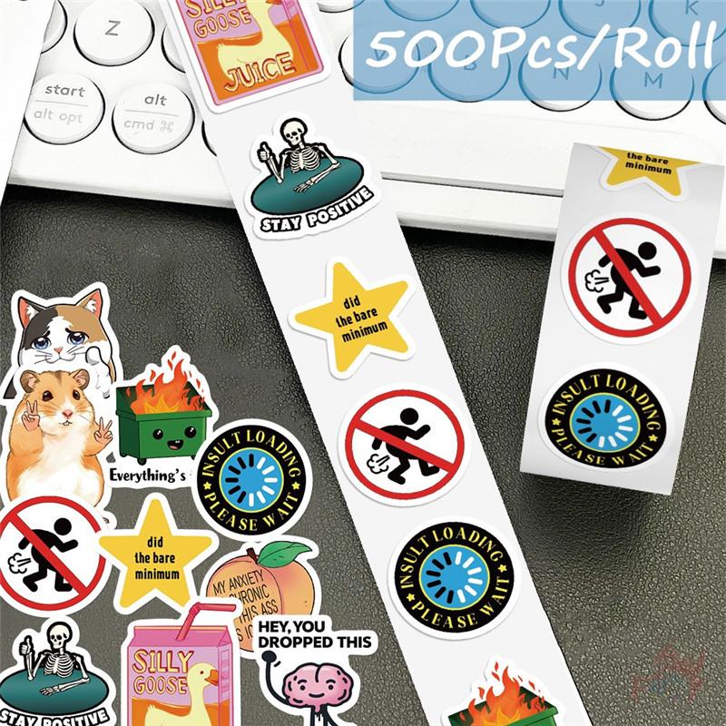 500Pcs/Roll Kuso Funny Animal Slangs Kids Rewards Stickers - DIY Scrapbooks Album Decor Sealing Label Decals