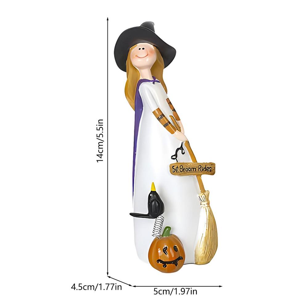 Halloween Witch Decoration Resin Crafts,Witch Hat,Cat,Ghost, Crow and Pumpkin Decor Figurines for Holiday and Party Ornaments