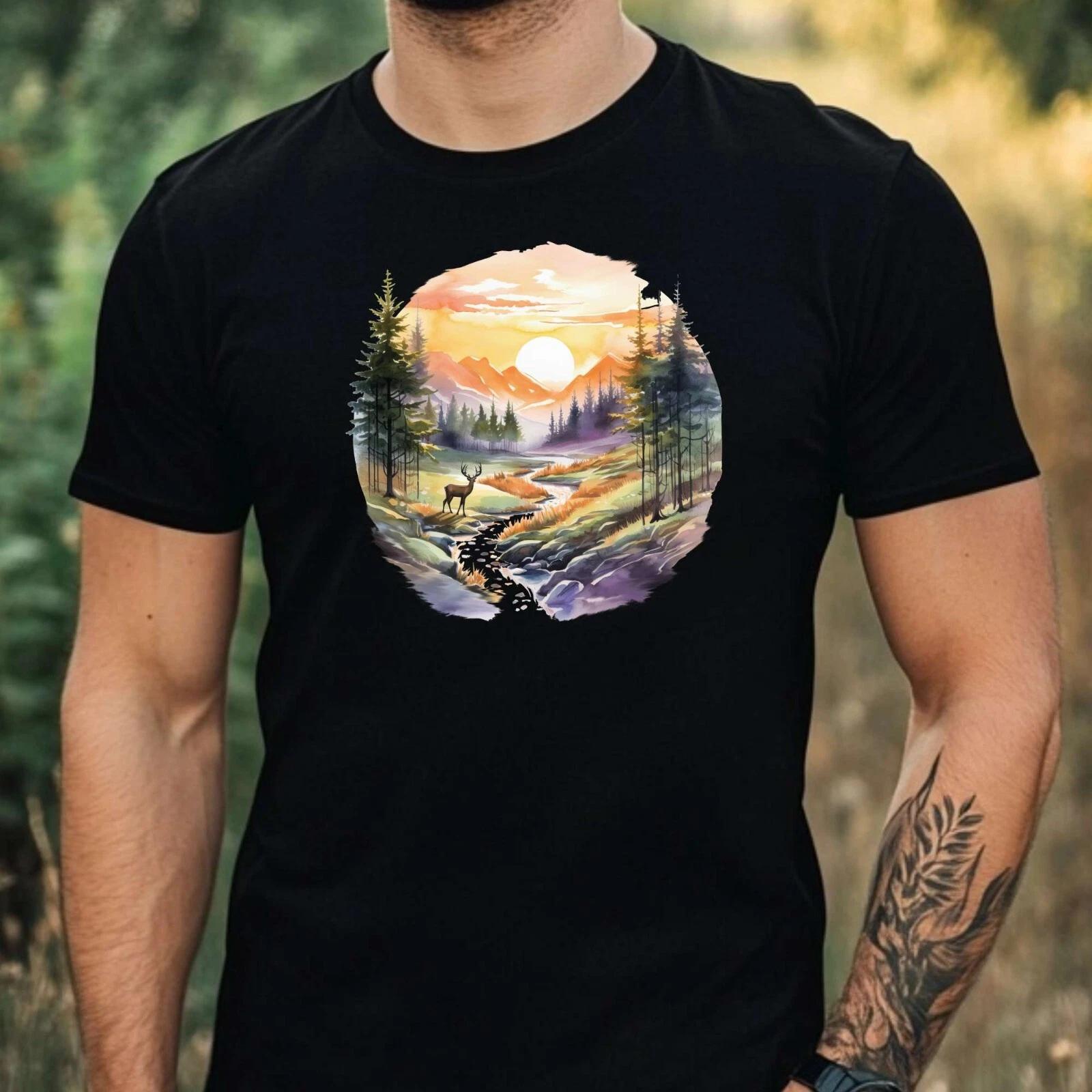 T-Shirt Herren Wald Motiv Baumwolle Größe XS bis 5XL XXXL