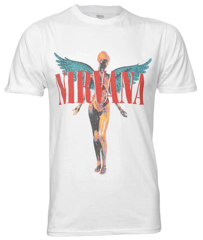 Official Nirvana T Shirt In Utero Angelic Album Logo Kurt Cobain White S to 2XL S