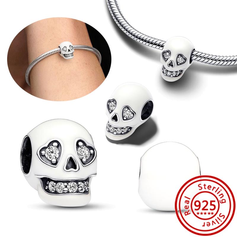100% 925 Sterling copper Demon Skull Pumpkin Cross Angel Wings Heart Beads Fit Original Pantaro Charms Bracelet DIY Zircon Gift