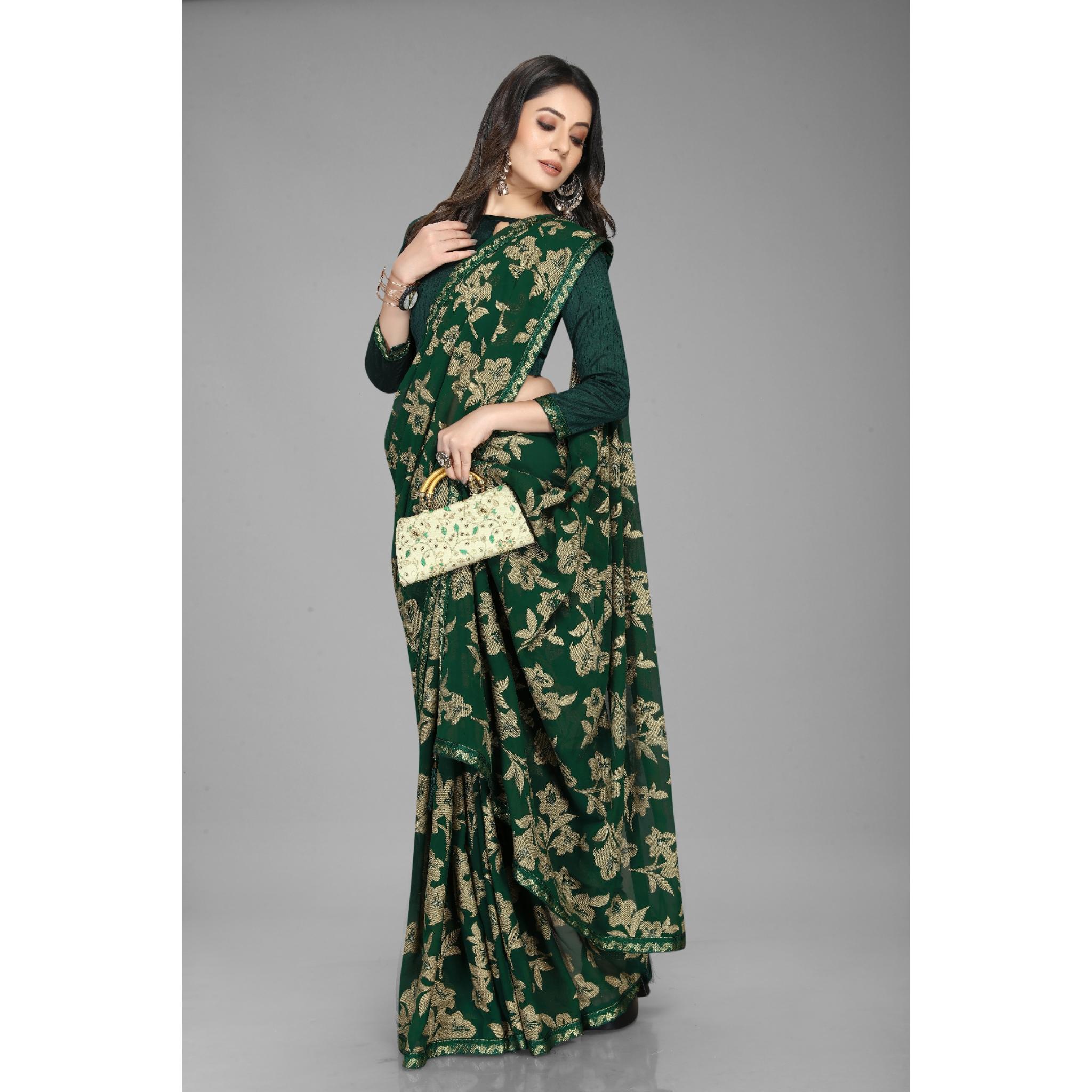 

Трендовое новое индийское традиционное сари Вичитра с кружевом и бордюрным плетением